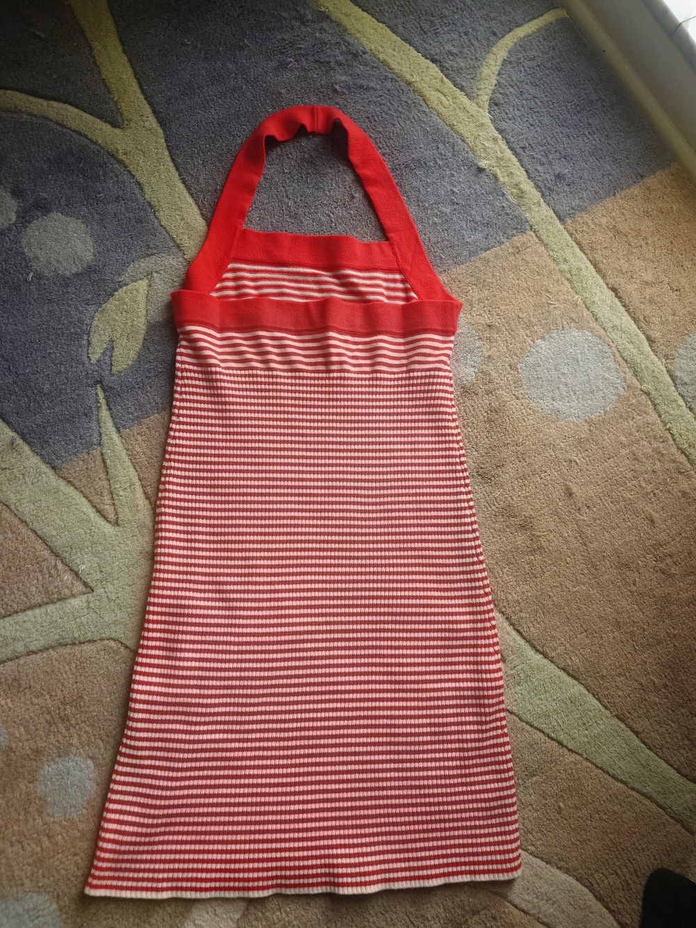 PINK Red Striped Halter One-Piece Dress